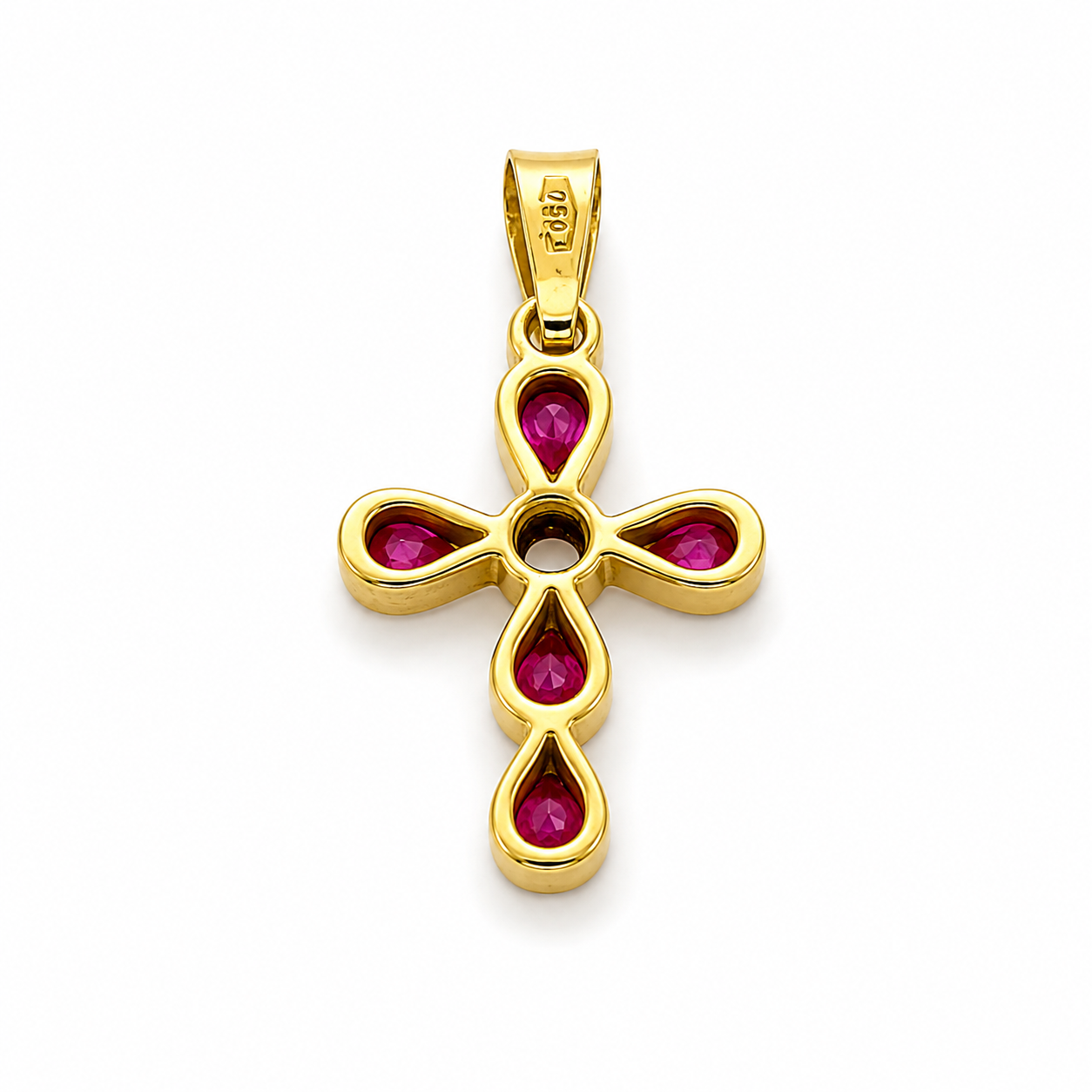 Ciondolo - 18 carati Oro giallo - 0.18ct. tw. Rubino - Diamante - Made in Italy - Handmade