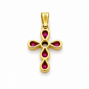 Ciondolo - 18 carati Oro giallo - 0.18ct. tw. Rubino - Diamante - Made in Italy - Handmade