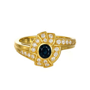 Anello - 18 carati Oro giallo - 0.82ct. tw. Zaffiro - Diamante