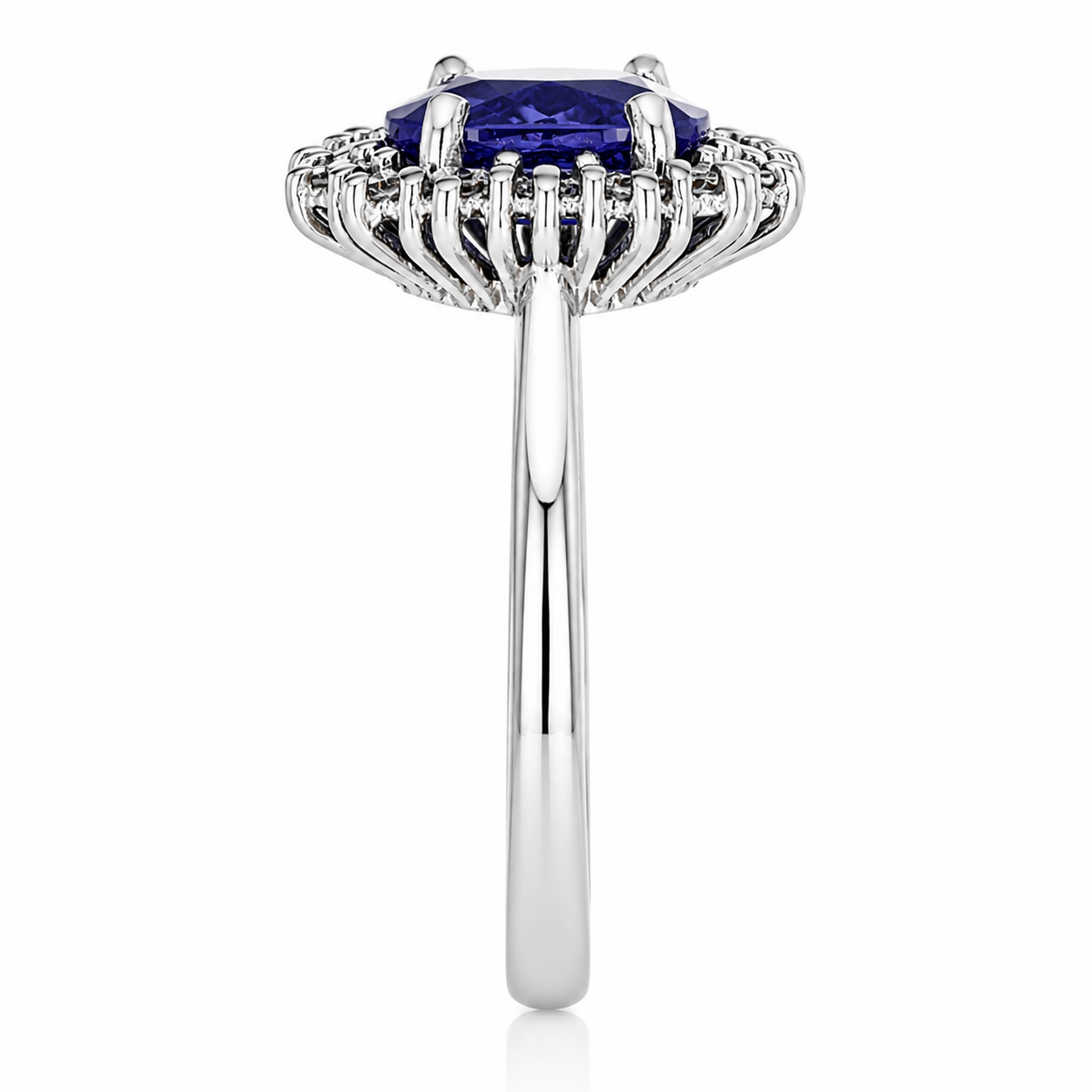 Anello - 18 carati Oro bianco - 2.21ct. tw. Tanzanite - Diamante