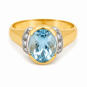 Anello - 18 carati Oro giallo, Oro bianco - 3.06ct. tw. Acquamarina - Diamante - Made in Italy - Handmade
