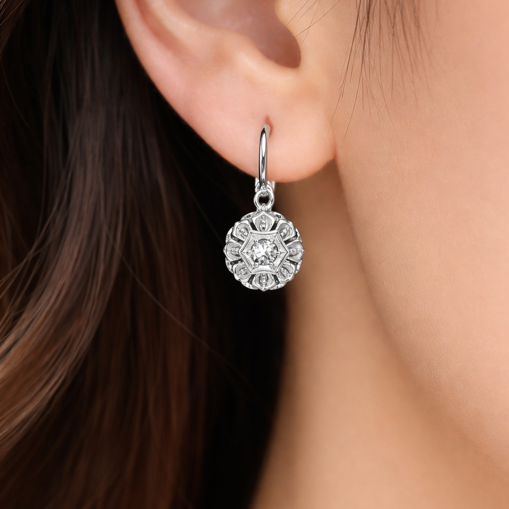 Orecchini - 18 carati Oro bianco - 0.16ct. tw. Diamante (Naturale)