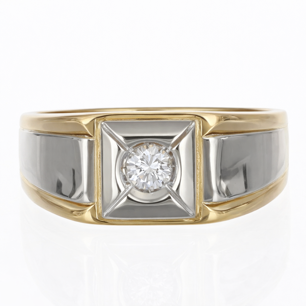 Anello - 18 carati Oro giallo, Oro bianco - 0.25ct. tw. Diamante (Naturale)