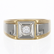 Anello - 18 carati Oro giallo, Oro bianco - 0.25ct. tw. Diamante (Naturale)