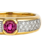 Anello - 18 carati Oro bianco, Oro giallo - 0.57ct. tw. Rubino - Diamante
