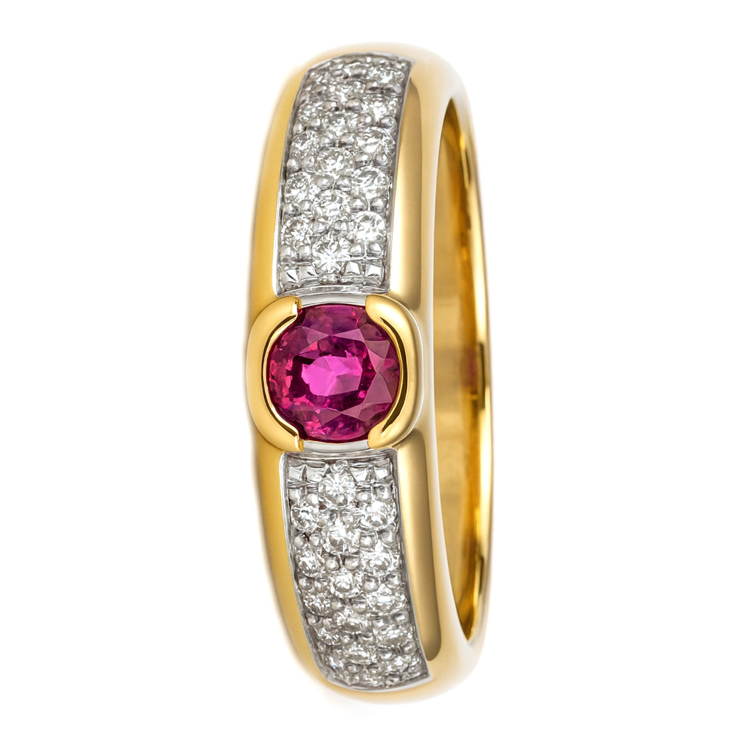 Anello - 18 carati Oro bianco, Oro giallo - 0.57ct. tw. Rubino - Diamante
