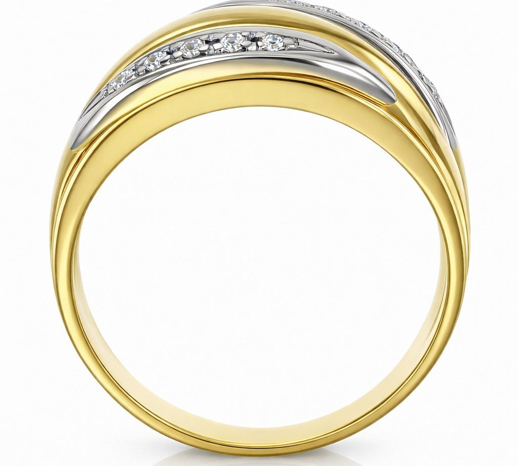 Anello da Donna in Oro Giallo e Bianco 18 kt con Diamanti 0,10 ct
