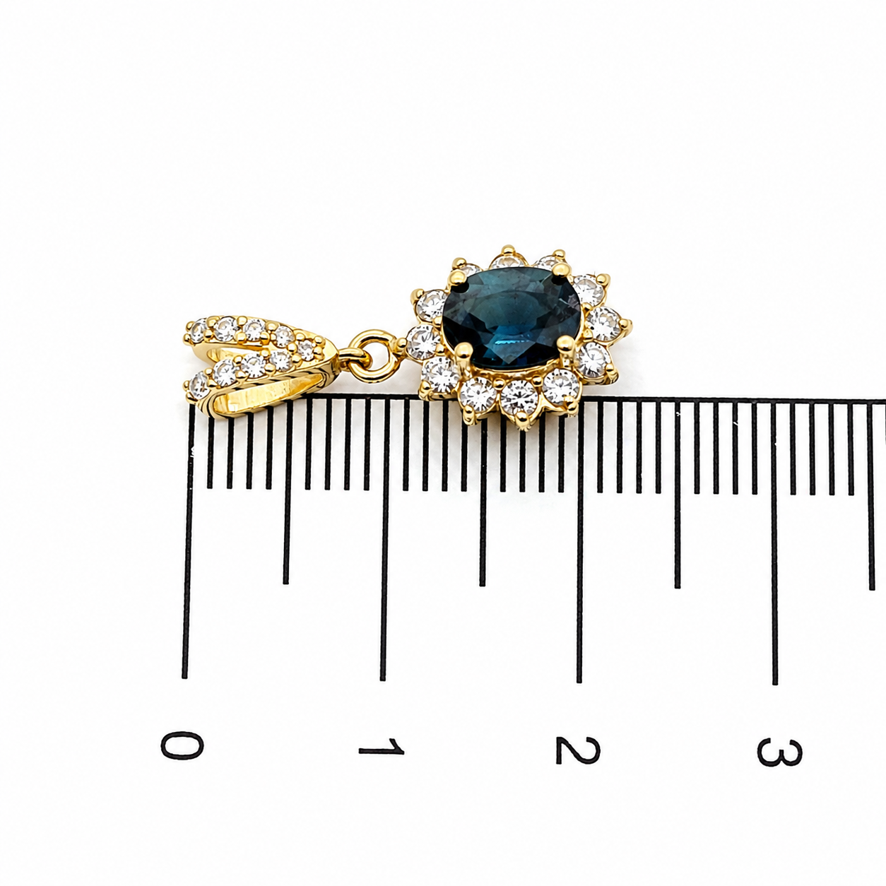Ciondolo - 14 carati Oro giallo - 1.29ct. tw. Zaffiro - Diamante - Handmade - Made in Italy