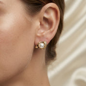 Orecchini - 18 carati Oro giallo - 0.02ct. tw. Diamante (Naturale) - Perla - Made in italy - Handmade