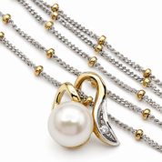 Collana - 18 carati Oro bianco, Oro giallo - 0.015ct. tw. Diamante (Naturale) - Perla - Perla Tahiti 14.30 mm