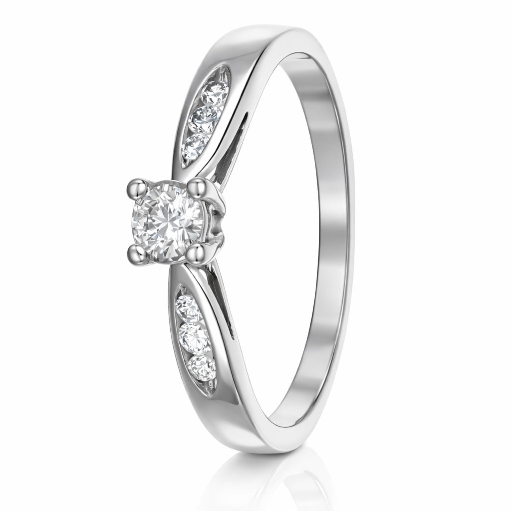 Anello - 18 carati Oro bianco Diamante (Naturale) - Diamante