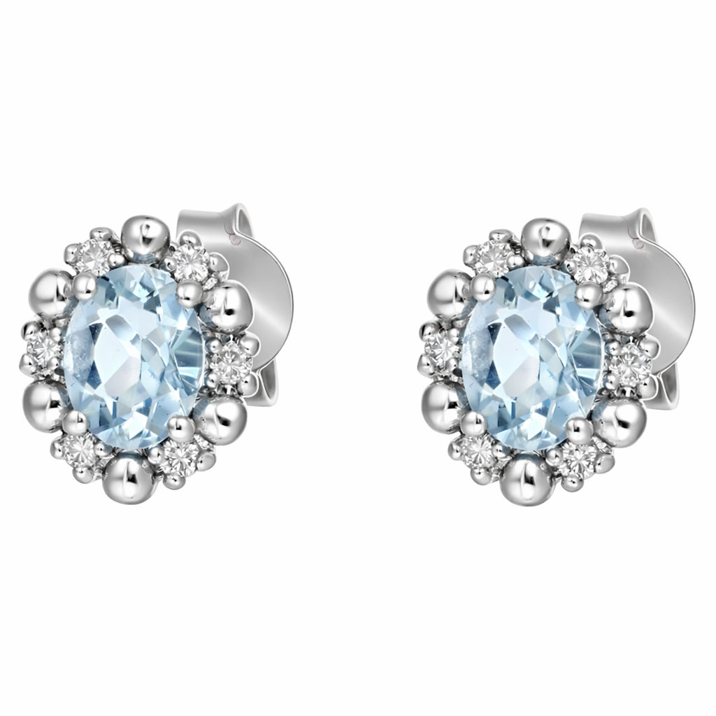 Orecchini - 18 carati Oro bianco - 0.62ct. tw. Acquamarina - Diamante