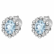 Orecchini - 18 carati Oro bianco - 0.62ct. tw. Acquamarina - Diamante