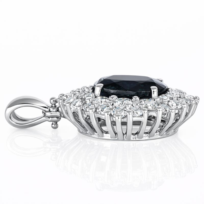 Ciondolo - 18 carati Oro bianco - 2.30ct. tw. Zaffiro - Diamante