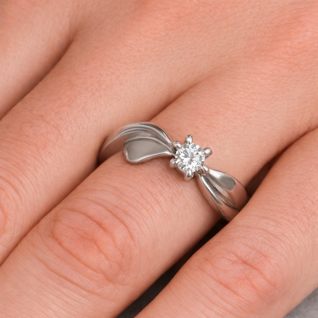 Anello - 18 carati Oro bianco - 0.10ct. tw. Diamante (Naturale)