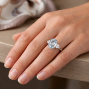 Anello - 18 carati Oro bianco Acquamarina - Diamante