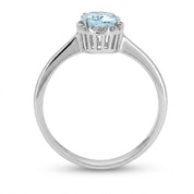 Anello - 18 carati Oro bianco - 1.05ct. tw. Acquamarina - Diamante