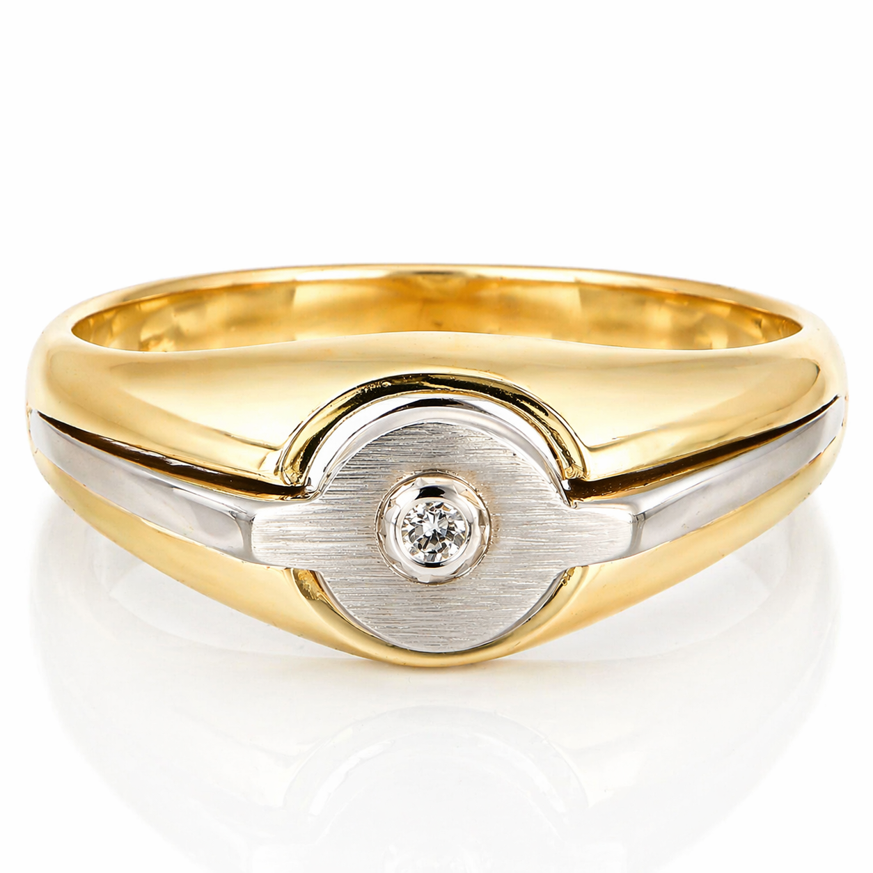 Anello - 18 carati Oro giallo, Oro bianco - 0.03ct. tw. Diamante (Naturale)