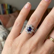 Anello - 18 carati Oro bianco - 0.69ct. tw. Zaffiro - Diamante