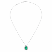 Collana con ciondolo - 18 carati Oro bianco - 0.77ct. tw. Smeraldo - Diamante
