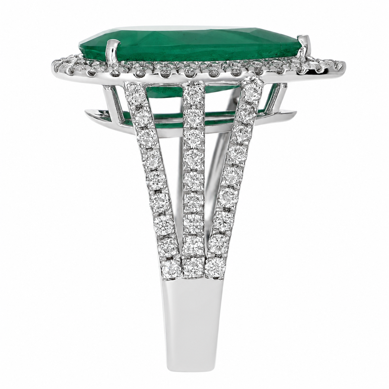 Anello - 18 carati Oro bianco - 5.20ct. tw. Smeraldo - Diamante