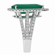 Anello - 18 carati Oro bianco - 5.20ct. tw. Smeraldo - Diamante