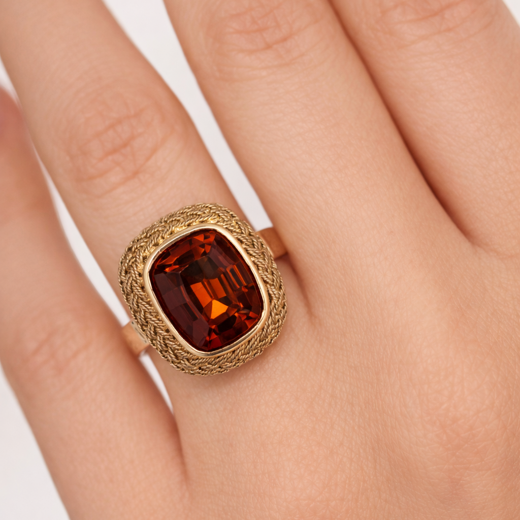 Anello - 18 carati Oro giallo - 4.00ct. tw. Quarzo