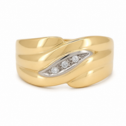 Anello - 18 carati Oro bianco, Oro giallo - 0.03ct. tw. Diamante (Naturale) - Made in Italy - Handmade