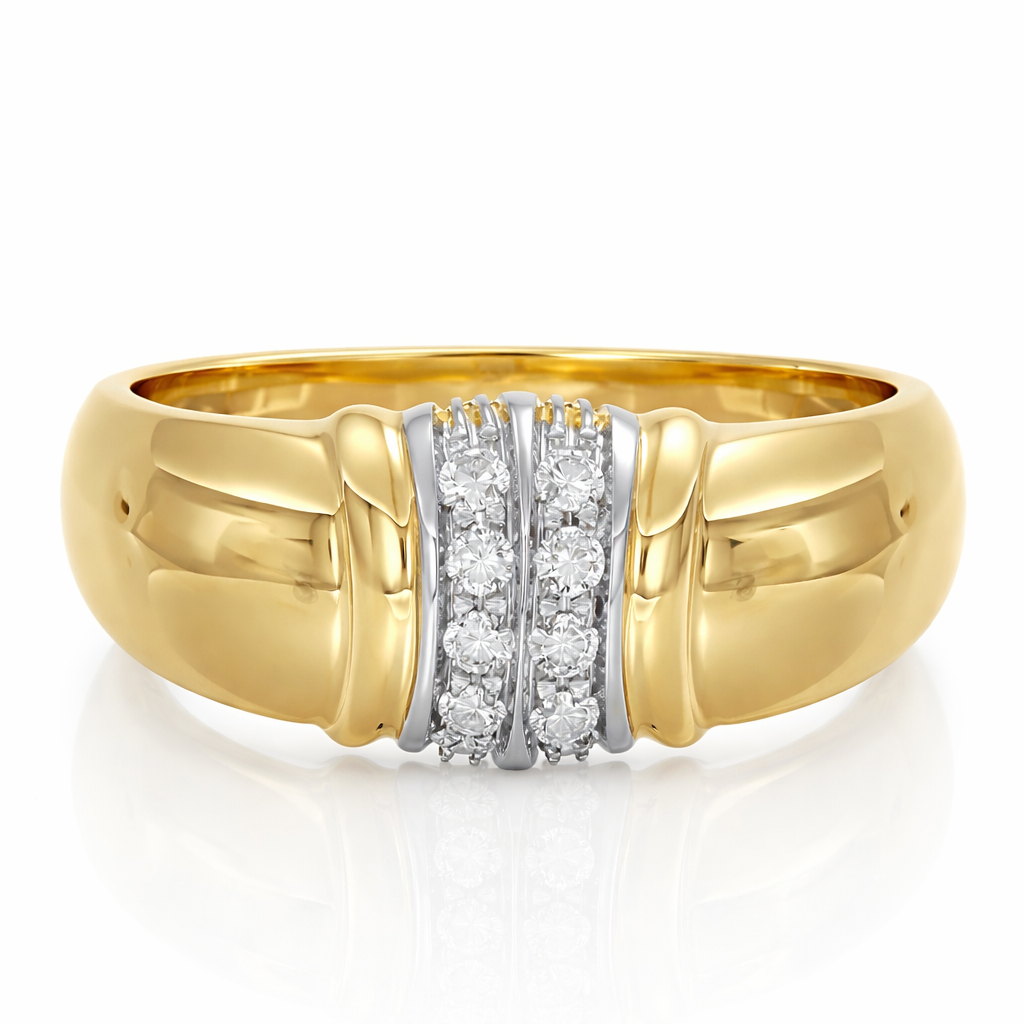 Anello da donna in oro bianco e oro giallo 18 carati con diamanti