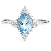 Anello - 18 carati Oro bianco Acquamarina - Diamante