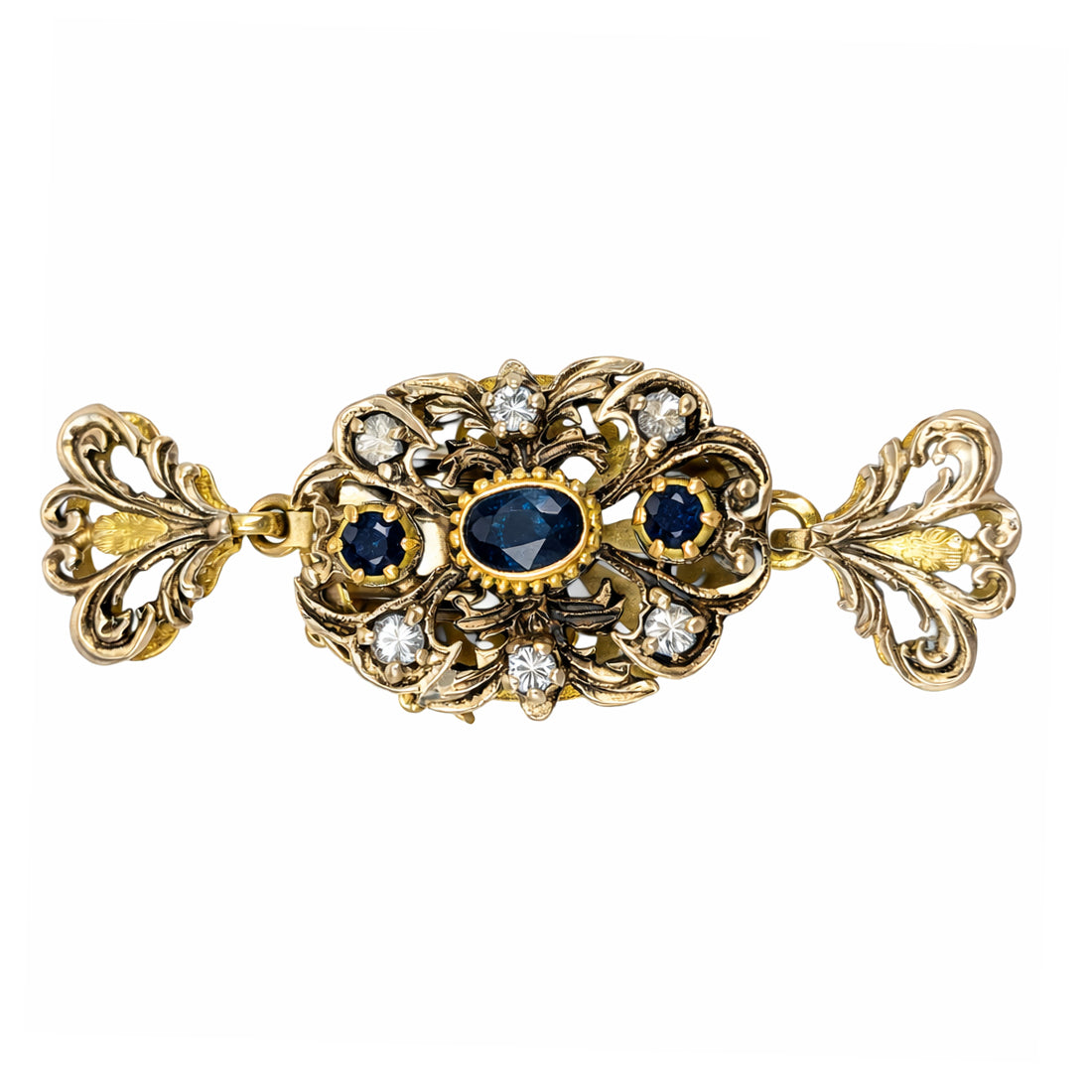 Chiusura per collana - 18 carati Oro giallo, Argento - 0.96ct. tw. Zaffiro - Diamante