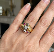 Anello - 18 carati Oro giallo, Oro bianco - 0.26ct. tw. Rubino - Diamante - Made in Italy - HandMade