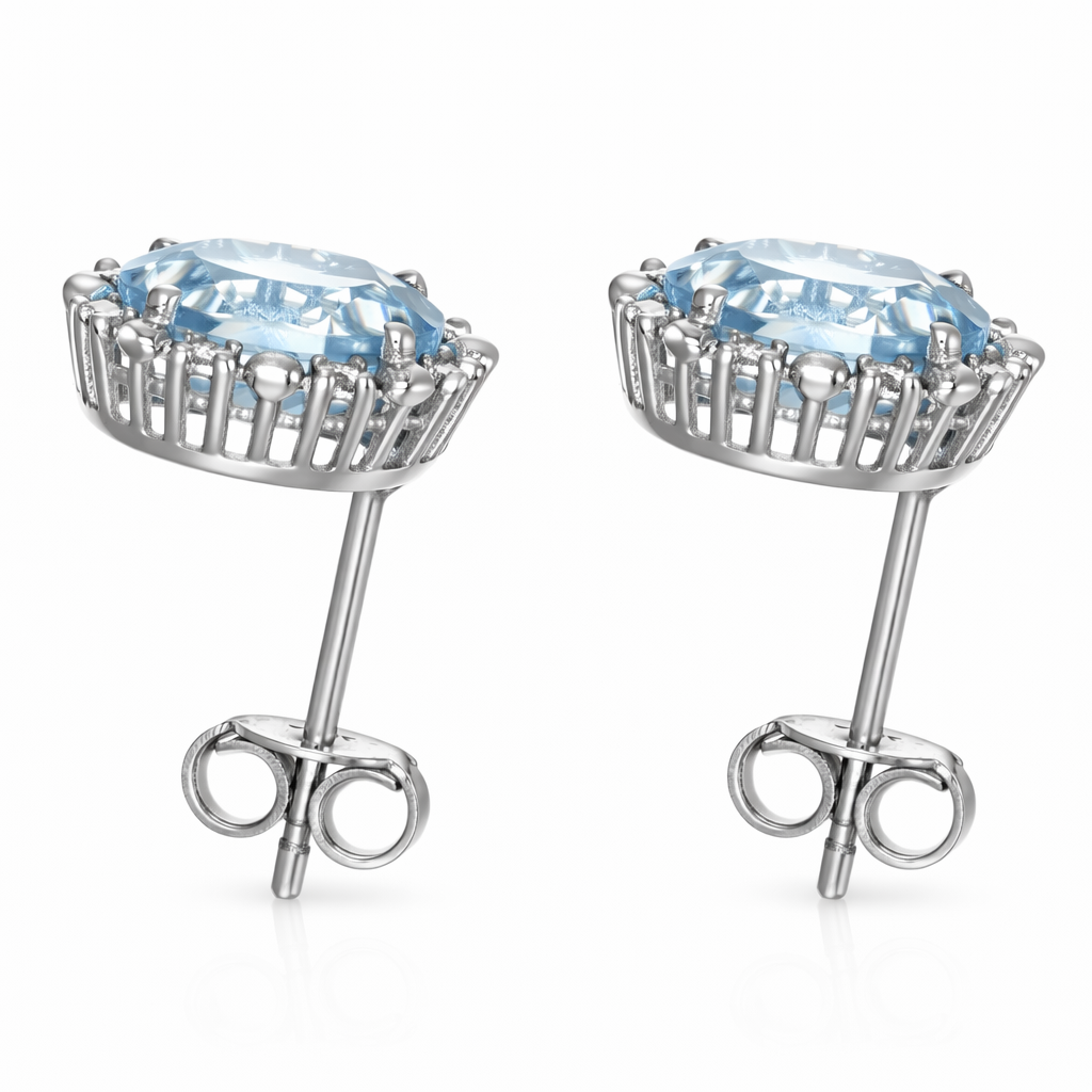 Orecchini - 18 carati Oro bianco - 2.45ct. tw. Acquamarina - Diamante
