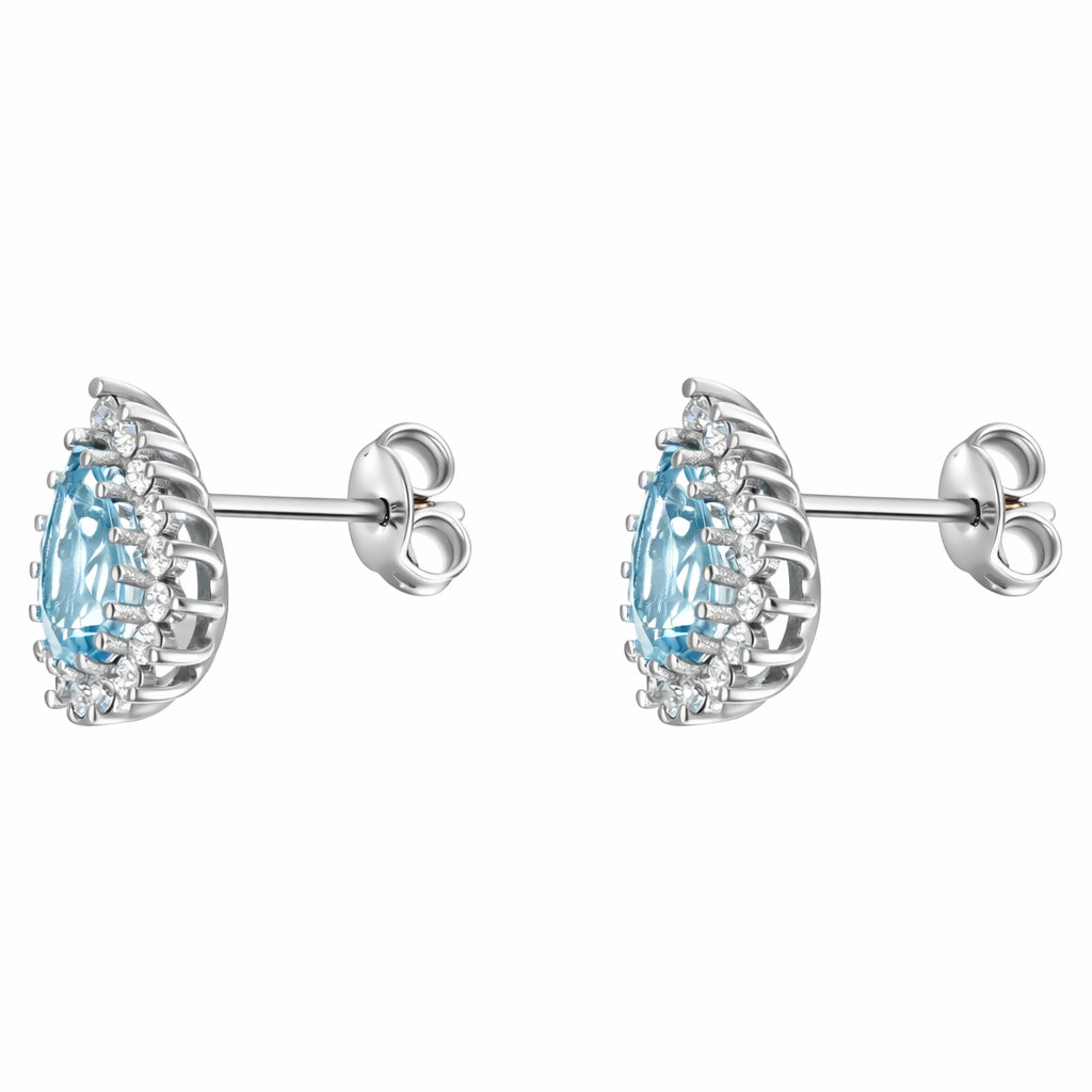 Orecchini - 18 carati Oro bianco - 1.66ct. tw. Acquamarina - Diamante
