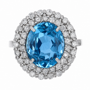 Anello - 18 carati Oro bianco- 6.29ct. tw. Topazio - Diamante - Made in Italy - Handmade