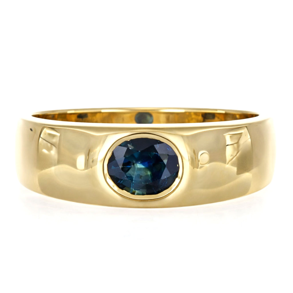 Anello da donna in oro giallo 18 carati con zaffiro