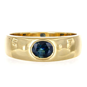 Anello da donna in oro giallo 18 carati con zaffiro