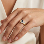 Anello - 18 carati Oro bianco, Oro giallo - 0.31ct. tw. Zaffiro - Diamante - Made in Italy - Handmade