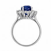 Anello - 14 carati Oro bianco- Zaffiro - Diamante - Made in Italy - Handmade