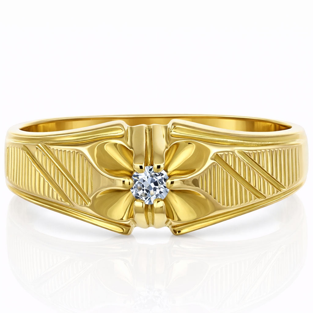 Anello - 18 carati Oro giallo - 0.08ct. tw. Diamante (Naturale)
