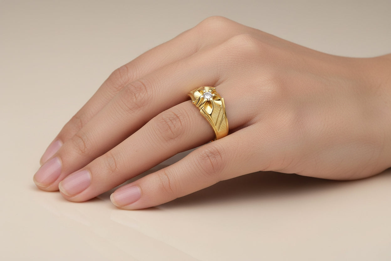 Anello - 18 carati Oro giallo - 0.08ct. tw. Diamante (Naturale)