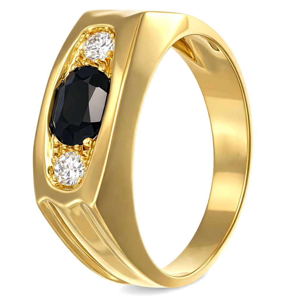 Anello - 18 carati Oro giallo - 0.55ct. tw. Zaffiro - Diamante