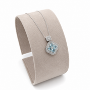 Collana con ciondolo - 18 carati Oro bianco - 1.48ct. tw. Acquamarina - Diamante