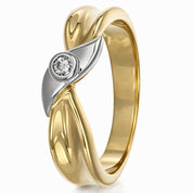 Anello - 18 carati Oro bianco, Oro giallo - 0.04ct. tw. Diamante (Naturale)