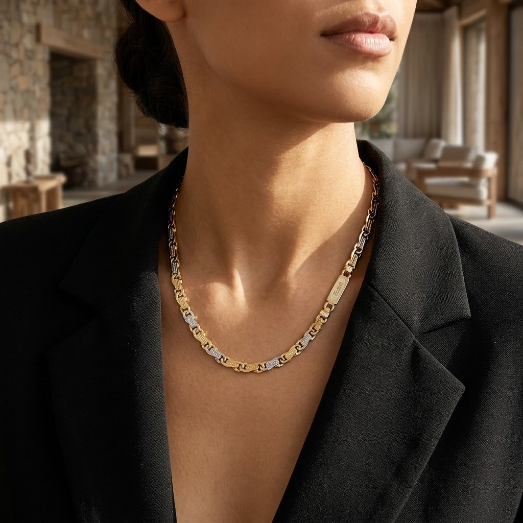 Collana - 18 carati Oro giallo, Oro bianco - Made in Italy - Handmade