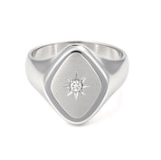 Anello - 18 carati Oro bianco - 0.03ct. tw. Diamante (Naturale)