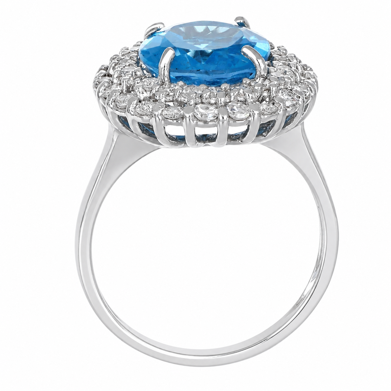 Anello - 18 carati Oro bianco- 6.29ct. tw. Topazio - Diamante - Made in Italy - Handmade