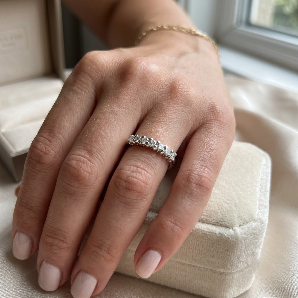 Anello - 18 carati Oro bianco - 0.21ct. tw. Diamante (Naturale) - Handmade - Made in Italy