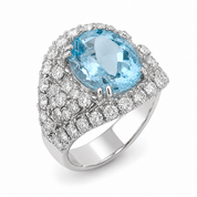 Anello - 18 carati Oro bianco, - 8.32ct. tw. Topazio - Diamante - Made in Italy - Handmade