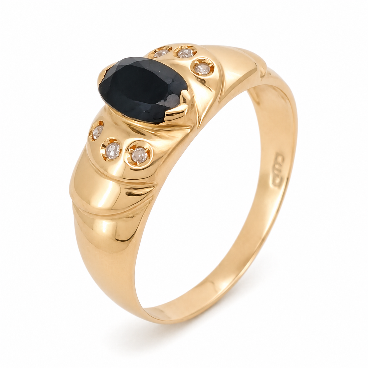 Anello - 18 carati Oro giallo - 0.76ct. tw. Zaffiro - Diamante - Made in Italy - Handmade